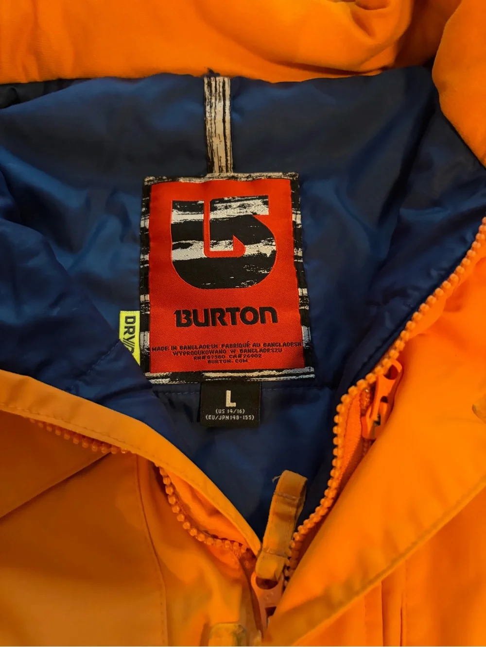 Burton Orange and Navy Hooded Jacket